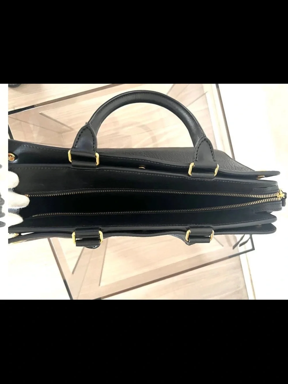 Mulberry Black Pebbled Leather Satchel with Gold Hardware